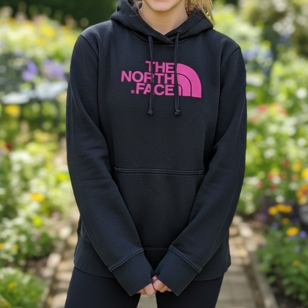 The North Face Womens Hoodie Black Pink Ribbon Breast Cancer Awareness Pullover‎